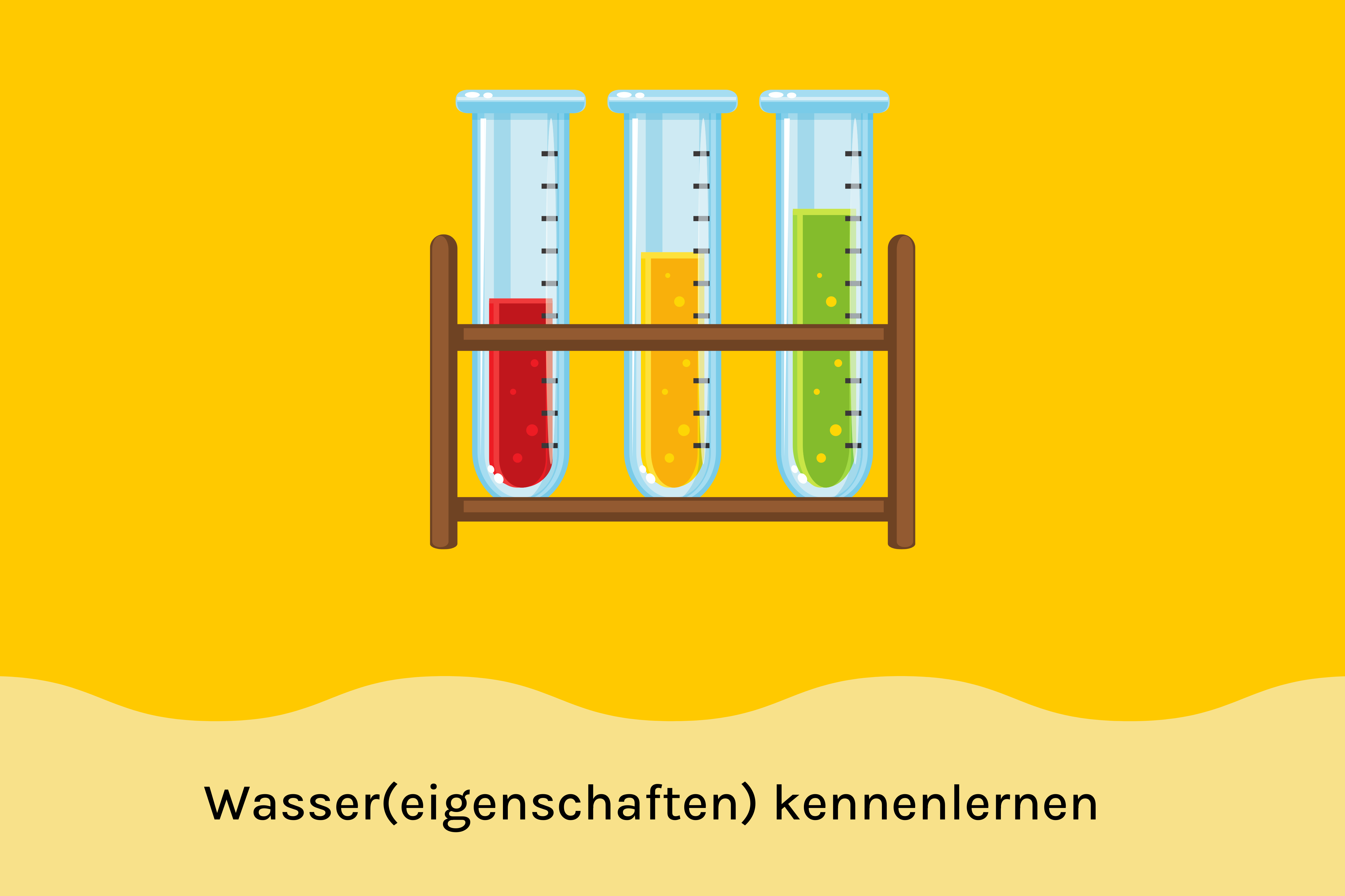 Wasser(eigenschaften) kennenlernen gelbes Bild mit Experimenten