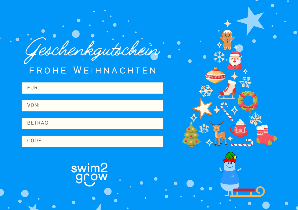 blau weiß gepunkteter Gutschein zur Einschulung