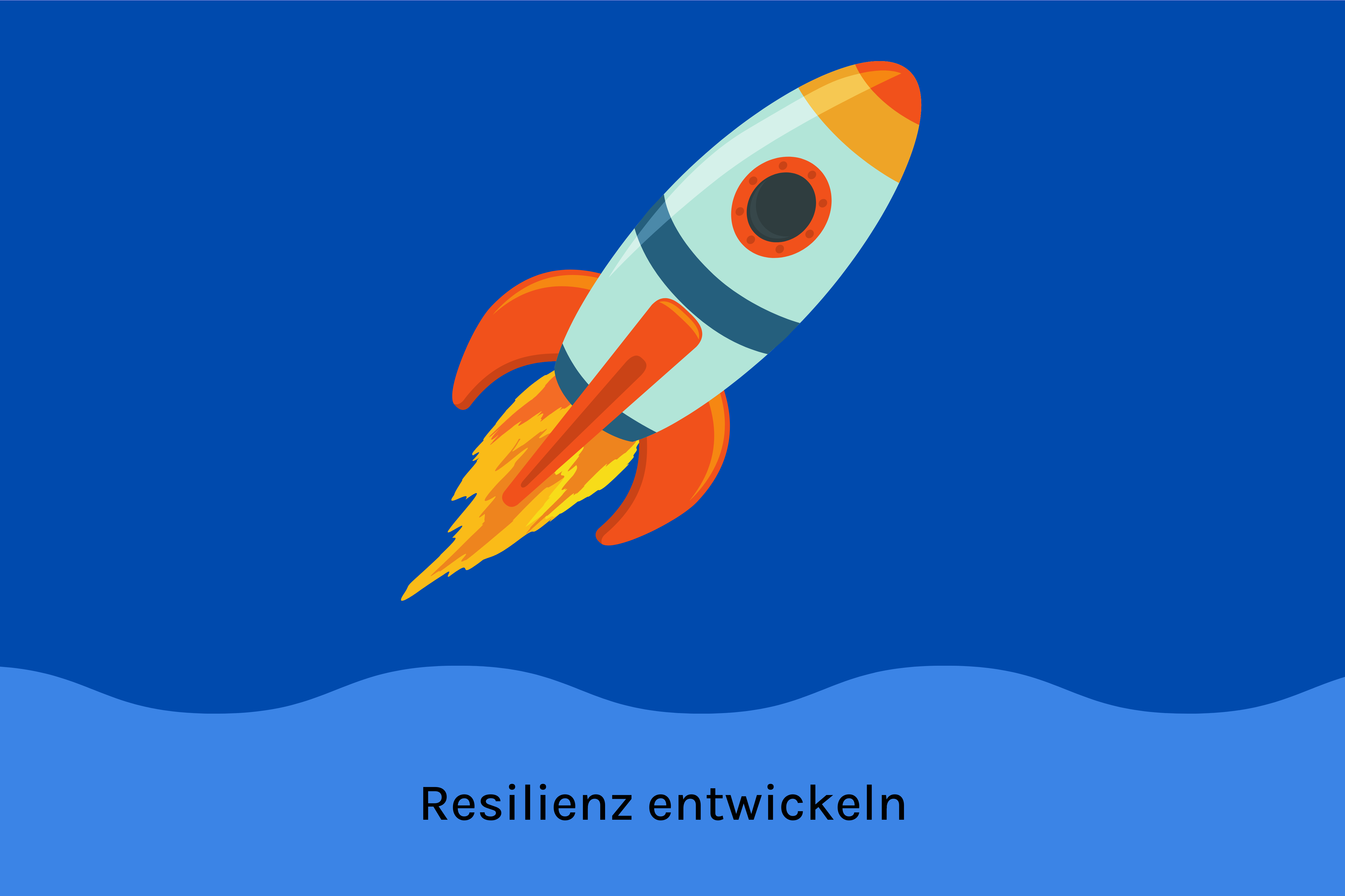 Resilienz entwickeln dunkelblaues Bild mit einer Rakete
