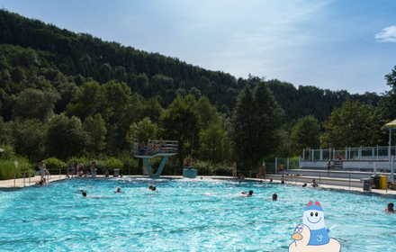 ein Schwimmbecken vor einem Wald in Rottenburg