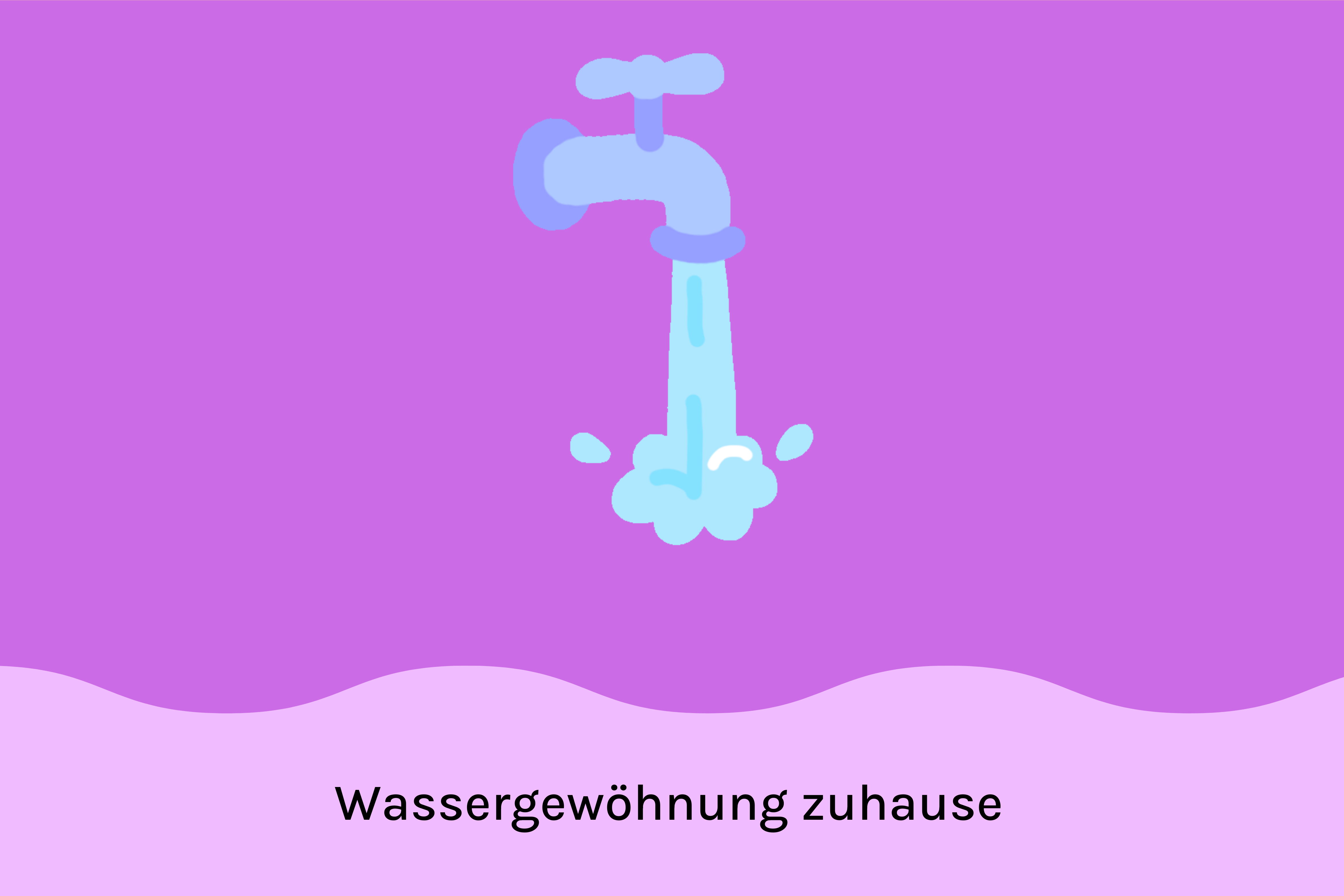 lila Bild mit einem laufenden Wasserhahn